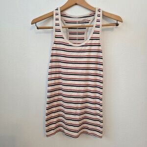 Universal Thread Women's Cream/Red/Blue Ribbed Tank Top - Small